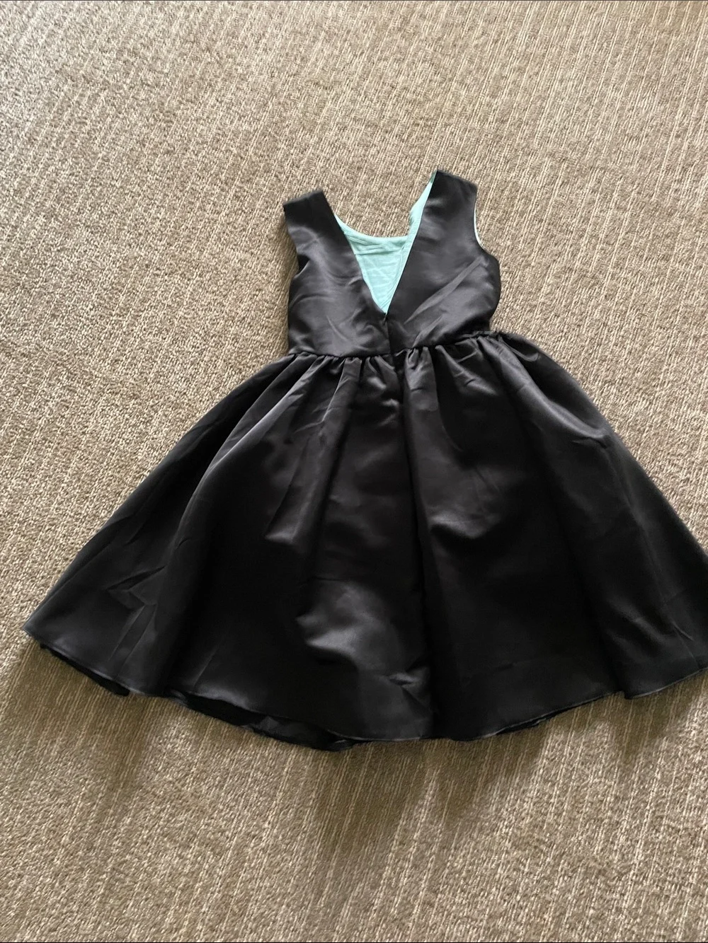 Classic Black Satin Party Dress for Girls with Waist Sash